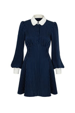 Navy Pinstripe Costello Mini Dress by Hell Bunny