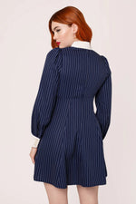 Navy Pinstripe Costello Mini Dress by Hell Bunny