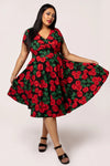 Red Roses Dolce Vita Dress by Hell Bunny