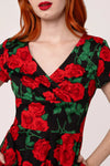 Red Roses Dolce Vita Dress by Hell Bunny