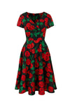 Red Roses Dolce Vita Dress by Hell Bunny