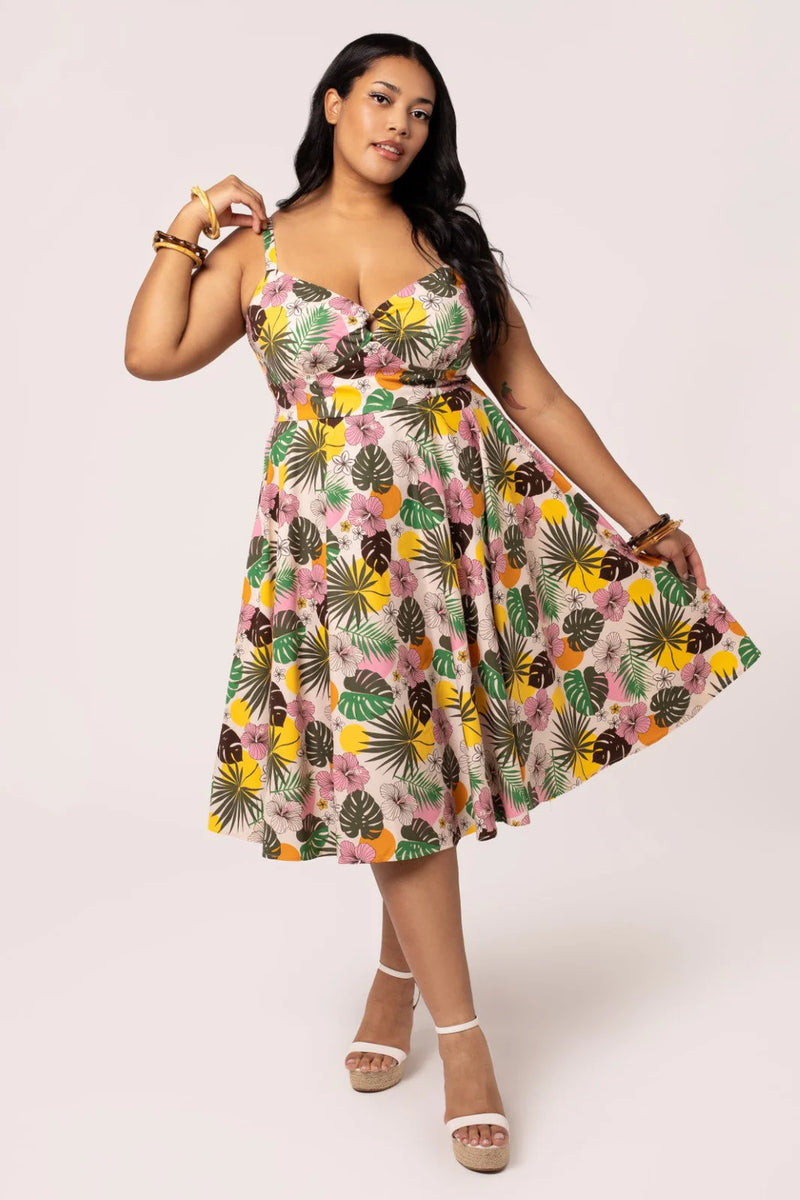 Benita Tropical Floral 50's Dress by Hell Bunny