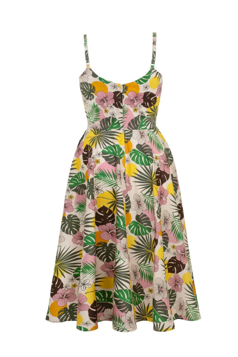 Benita Tropical Floral 50's Dress by Hell Bunny