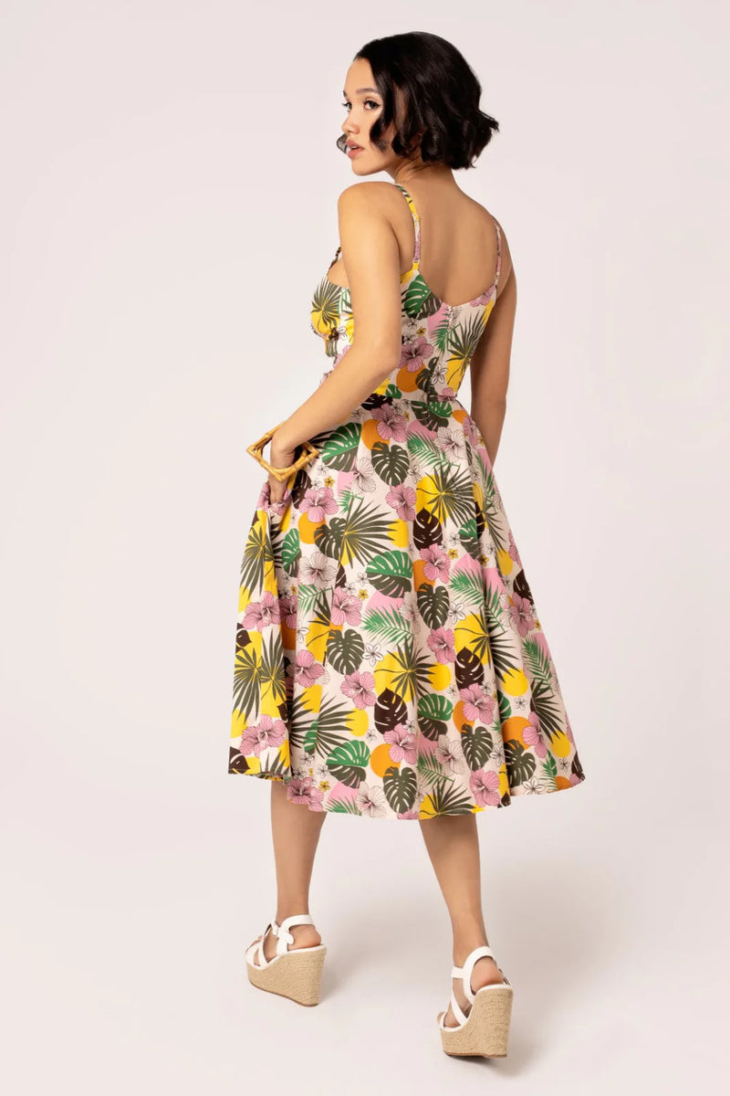 Benita Tropical Floral 50's Dress by Hell Bunny