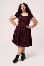 Burgundy Plaid Carmina Pinafore Dress by Hell Bunny