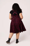 Burgundy Plaid Carmina Pinafore Dress by Hell Bunny