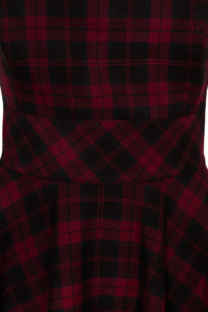 Burgundy Plaid Carmina Pinafore Dress by Hell Bunny