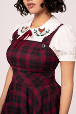 Burgundy Plaid Carmina Pinafore Dress by Hell Bunny