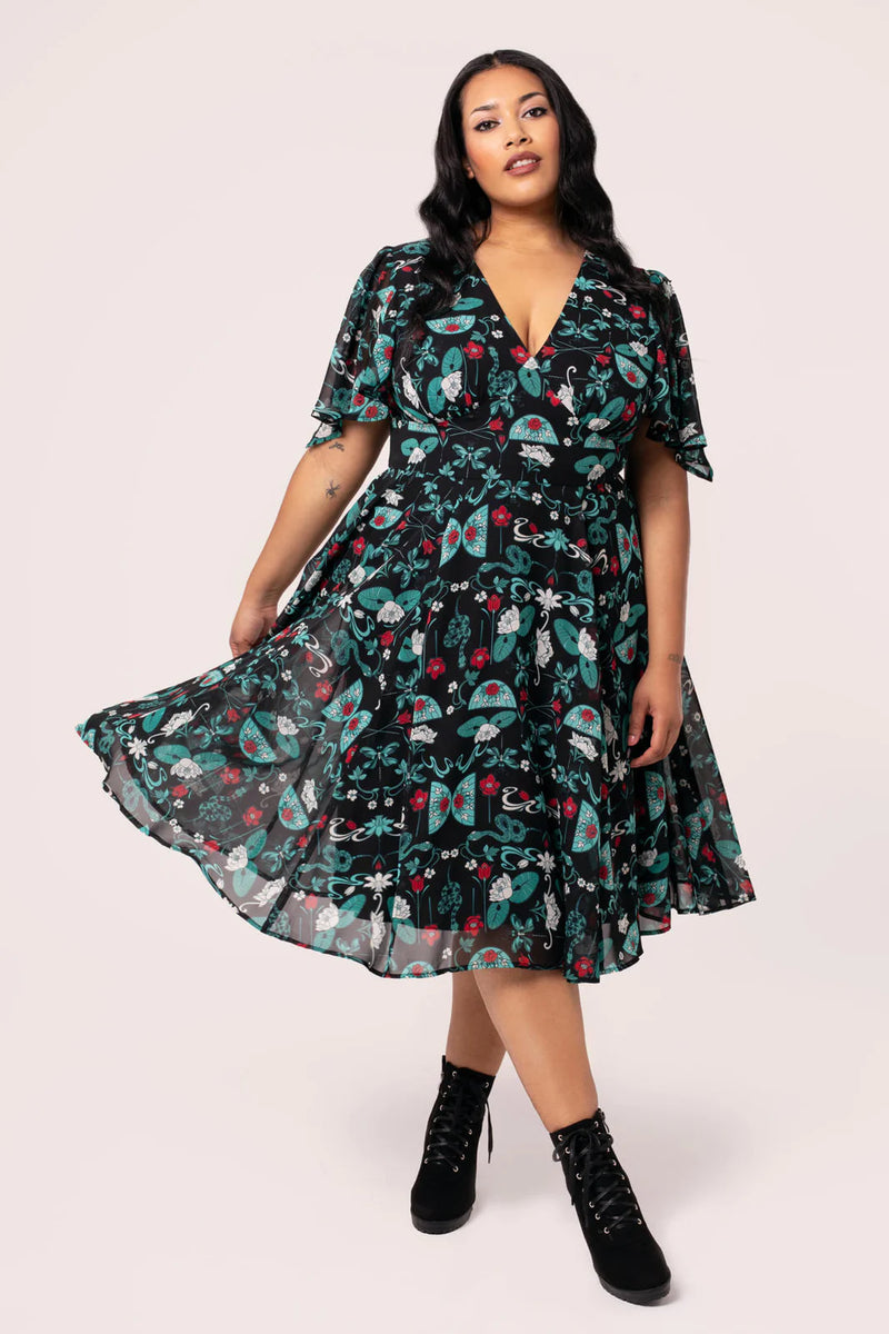 hell bunny chiffon dress Hell Bunny Solaris Sun Moon Stars Gothic Wicca Plus Size Chiffon Dress XS-4XL