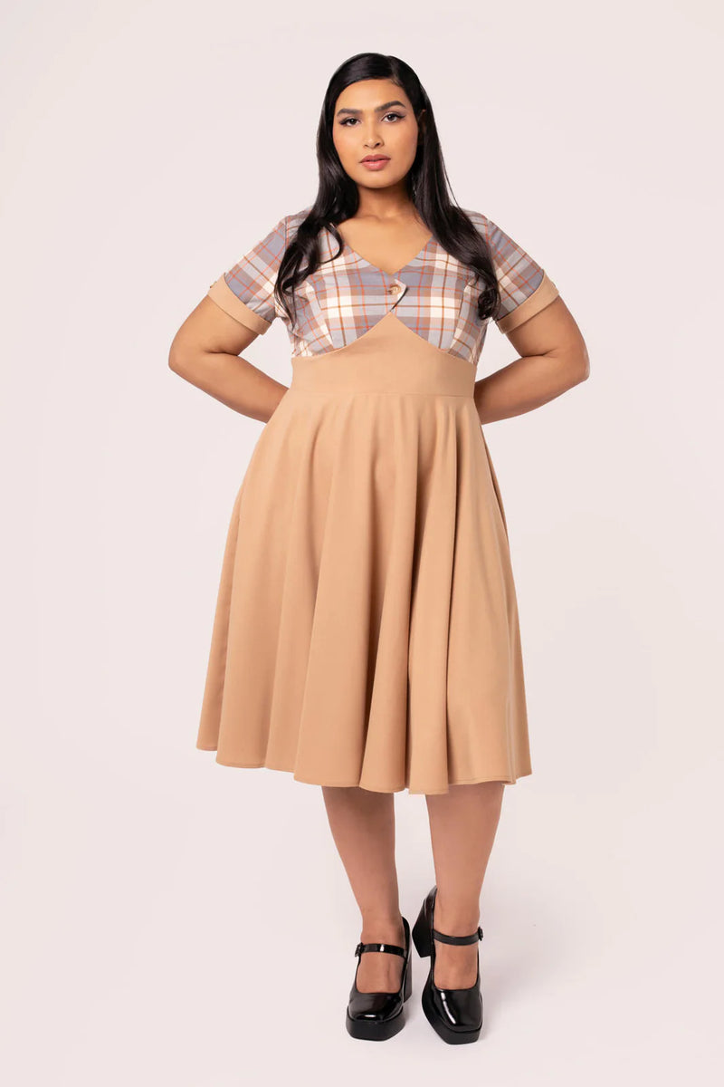 Plaid Short Sleeve Joseline Dress by Hell Bunny