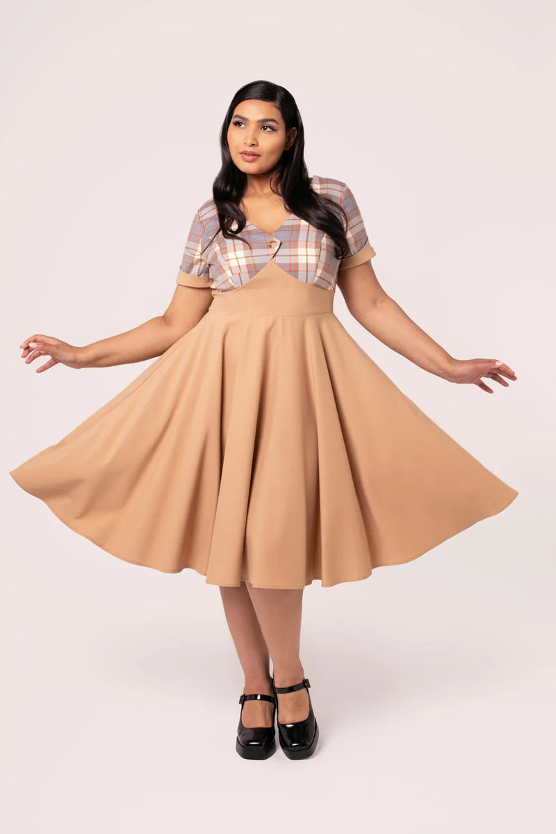 Plaid Short Sleeve Joseline Dress by Hell Bunny