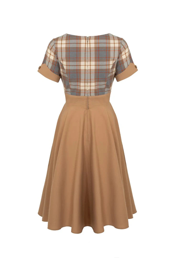 Plaid Short Sleeve Joseline Dress by Hell Bunny