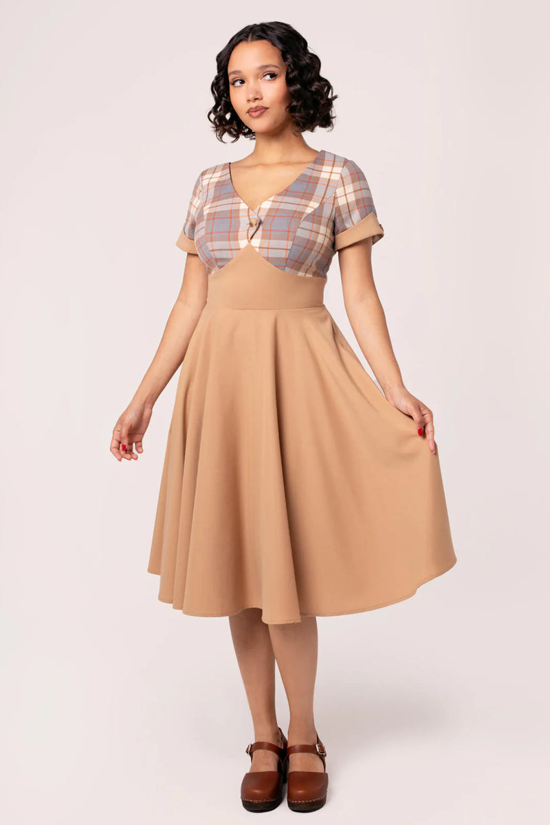 Plaid Short Sleeve Joseline Dress by Hell Bunny