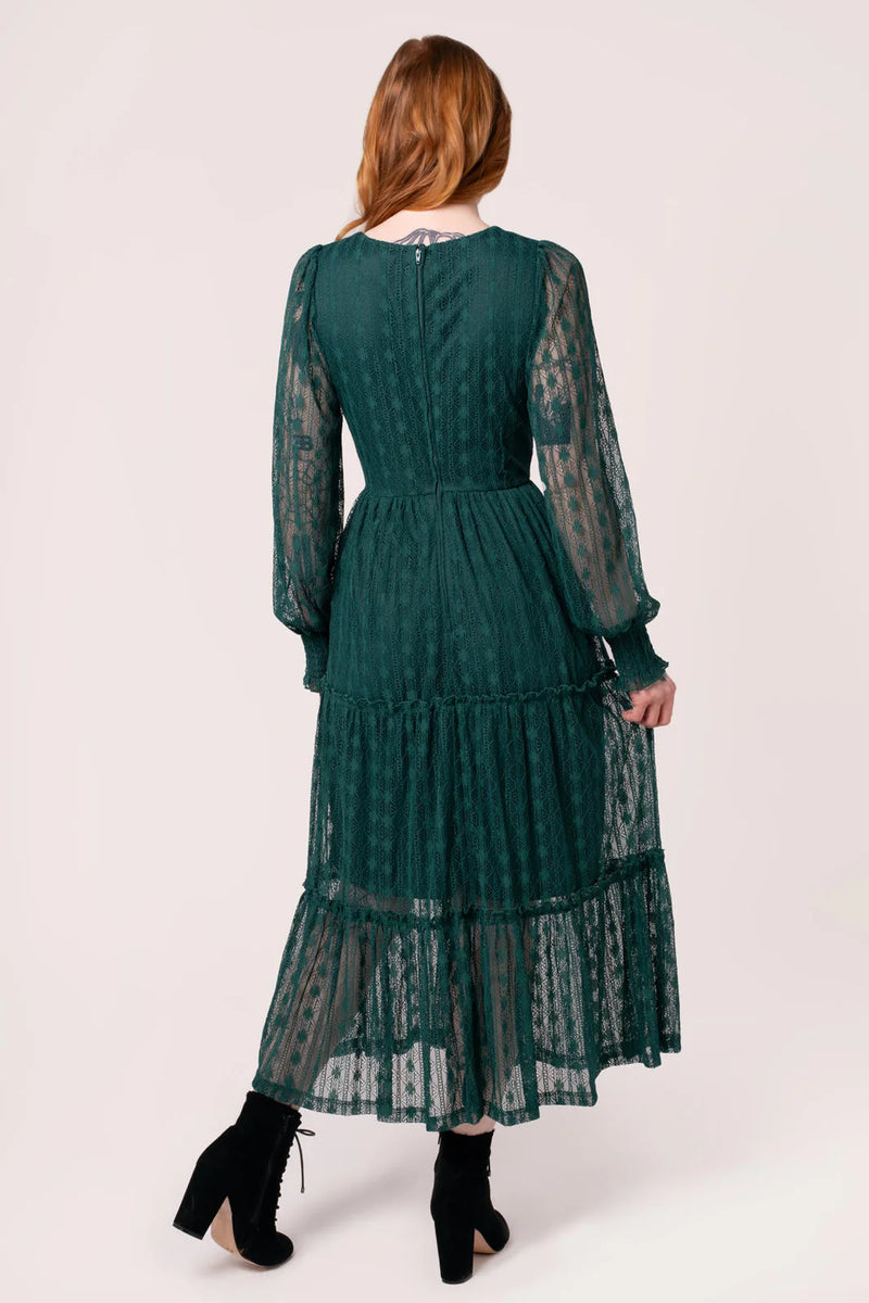 Green Lace Rhianne Midi Dress by Hell Bunny