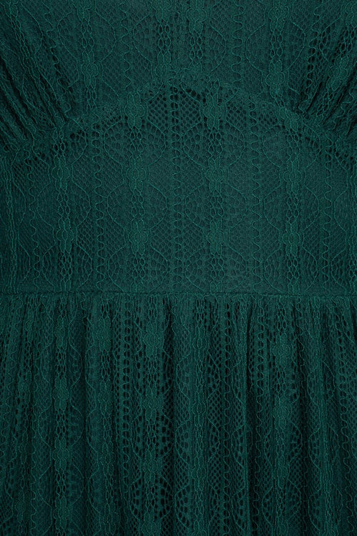 Green Lace Rhianne Midi Dress by Hell Bunny
