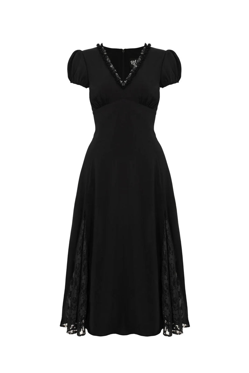 Edith Lace Cut Out Midi Dress in Black by Hell Bunny – Modern Millie