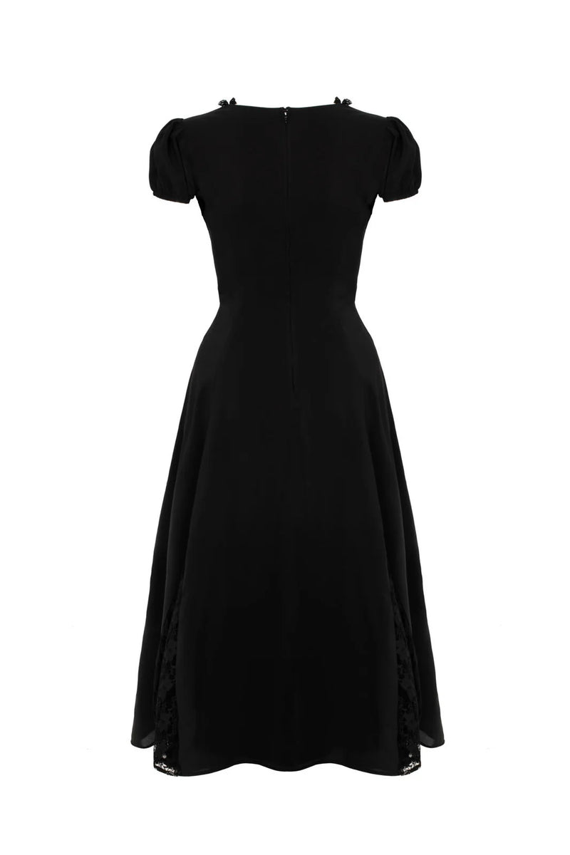 Edith Lace Cut Out Midi Dress in Black by Hell Bunny Modern Millie Edith Lace Cut Out Midi Dress in Black by Hell Bunny Modern Millie