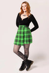 Cory Neon Green Plaid Mini Skirt by Hell Bunny