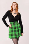 Cory Neon Green Plaid Mini Skirt by Hell Bunny