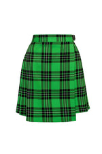 Cory Neon Green Plaid Mini Skirt by Hell Bunny