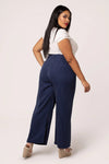 Navy Pinstripe Wide Leg Costello Pants by Hell Bunny