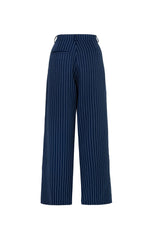 Navy Pinstripe Wide Leg Costello Pants by Hell Bunny