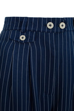 Navy Pinstripe Wide Leg Costllo Pants by Hell Bunny