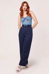 Navy Pinstripe Wide Leg Costello Pants by Hell Bunny