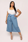 Cropped Chambray Rylee Culotte Pants by Hell Bunny