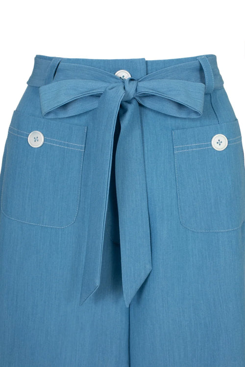 Cropped Chambray Rylee Culotte Pants by Hell Bunny