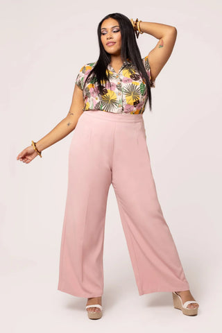 Pink Wide Leg Giselle Pants by Hell Bunny – Modern Millie