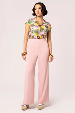 Pink Wide Leg Giselle Pants by Hell Bunny