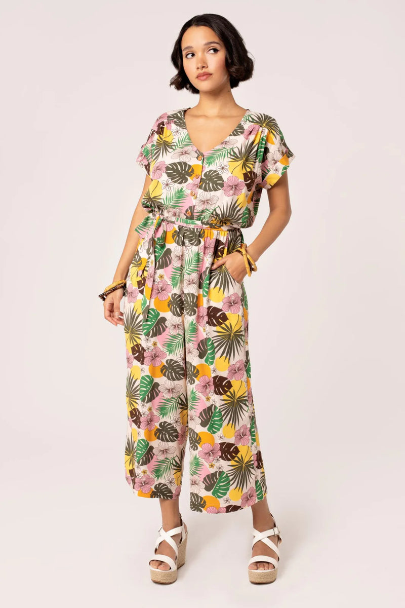 Benita Tropical Floral Jumpsuit by Hell Bunny