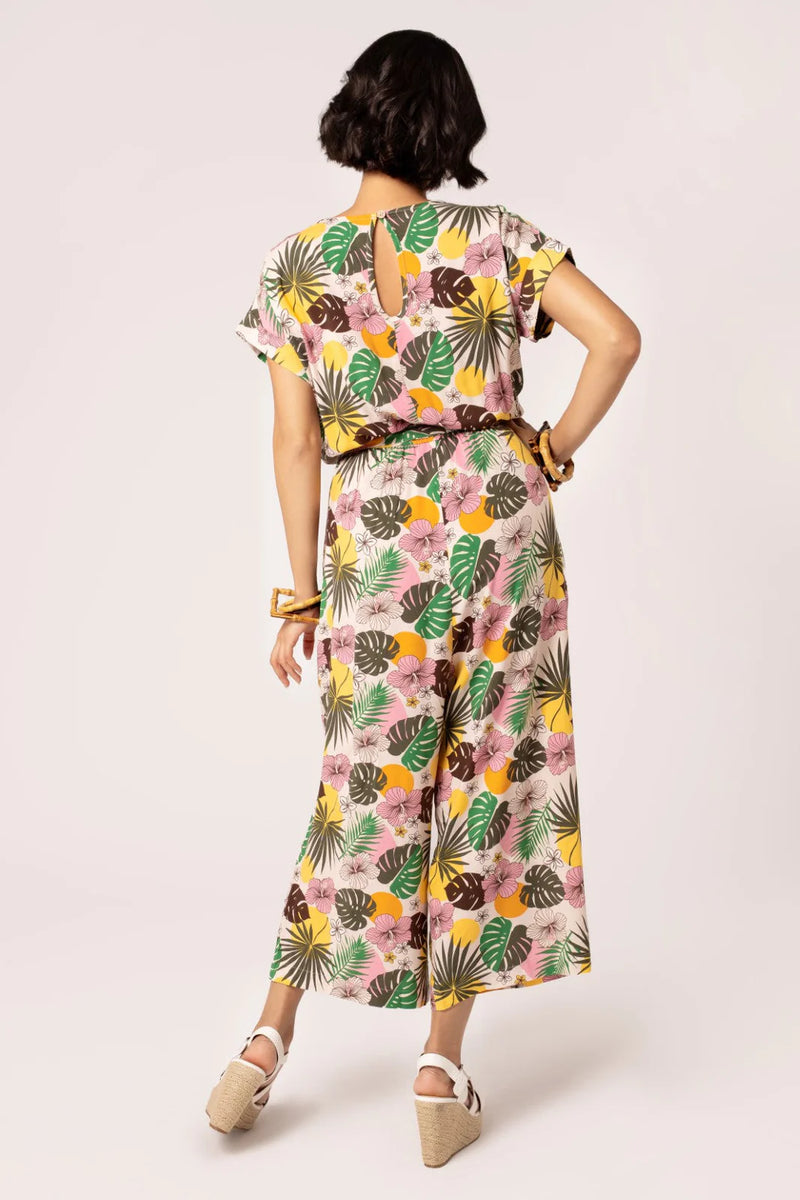 Benita Tropical Floral Jumpsuit by Hell Bunny