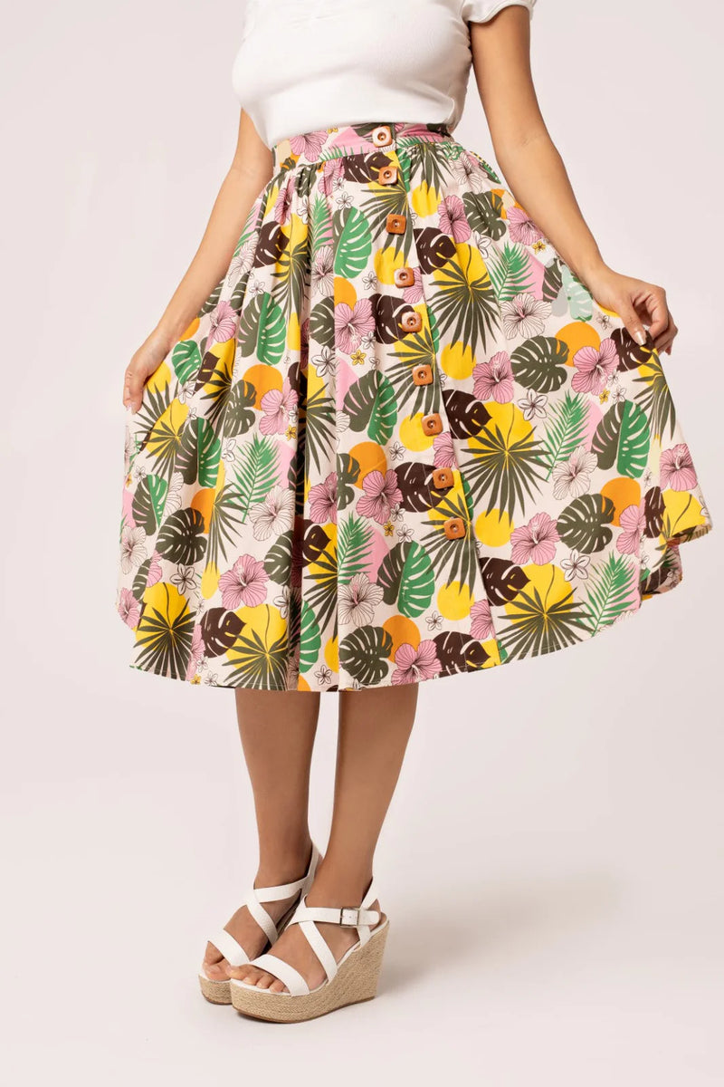 Benita Tropical 50's Skirt by Hell Bunny