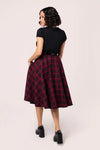 Carmina Burgundy Plaid Circle Skirt by Hell Bunny
