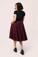 Carmina Burgundy Plaid Circle Skirt by Hell Bunny