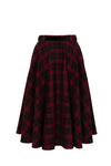 Carmina Burgundy Plaid Circle Skirt by Hell Bunny
