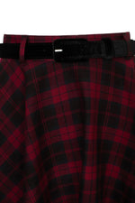Carmina Burgundy Plaid Circle Skirt by Hell Bunny