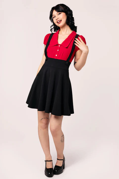 Lois Mini Suspender Skirt by Hell Bunny