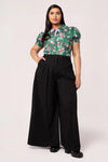 Simone Wide Leg Pants in Black by Hell Bunny