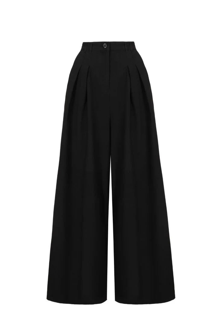 ★24-25FW新作★BINARY01★MELS HEART Lace Nylon Pants Simone Wide Leg Pants in Black by Hell Bunny – Modern Millie
