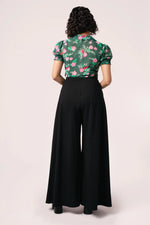 Simone Wide Leg Pants in Black by Hell Bunny