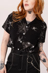 Grungy Spider Button Down Top by Hell Bunny