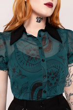 Venom Top in Green by Hell Bunny