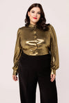 Gigi Gold Metallic Blouse by Hell Bunny