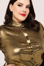 Gigi Gold Metallic Blouse by Hell Bunny