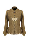 Gigi Gold Metallic Blouse by Hell Bunny