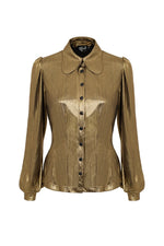 Gigi Gold Metallic Blouse by Hell Bunny