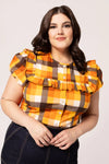 Darlene Orange Plaid Top by Hell Bunny